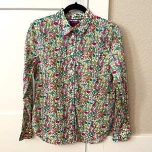 J. Crew - Womens Liberty Fabric Button-Up- Size 8 - Pink/ Green Floral Print EUC